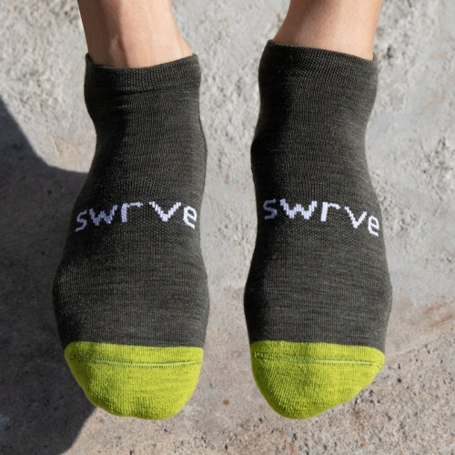 *SWRVE* no-show merino wool socks (olive/green)