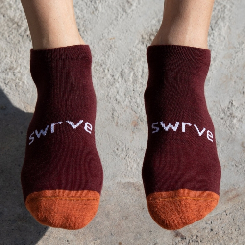*SWRVE* no-show merino wool socks (brown/orange)