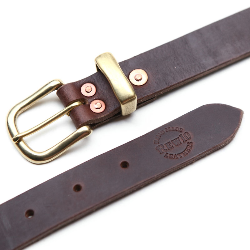 *REW10 WORKS* chromexel leathers riveted belt (brown)