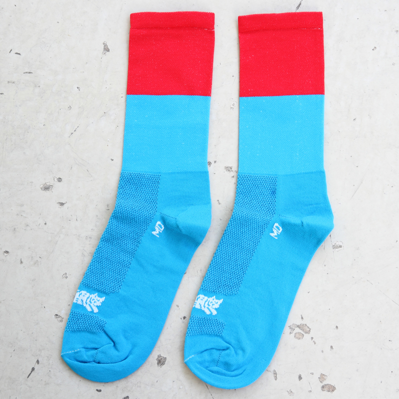 *TEAM DREAM BICYCLING TEAM* dip sock (red/cyan)