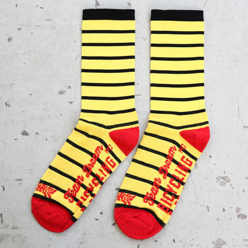 *TEAM DREAM BICYCLING TEAM* thin stripe sock (yellow/black)
