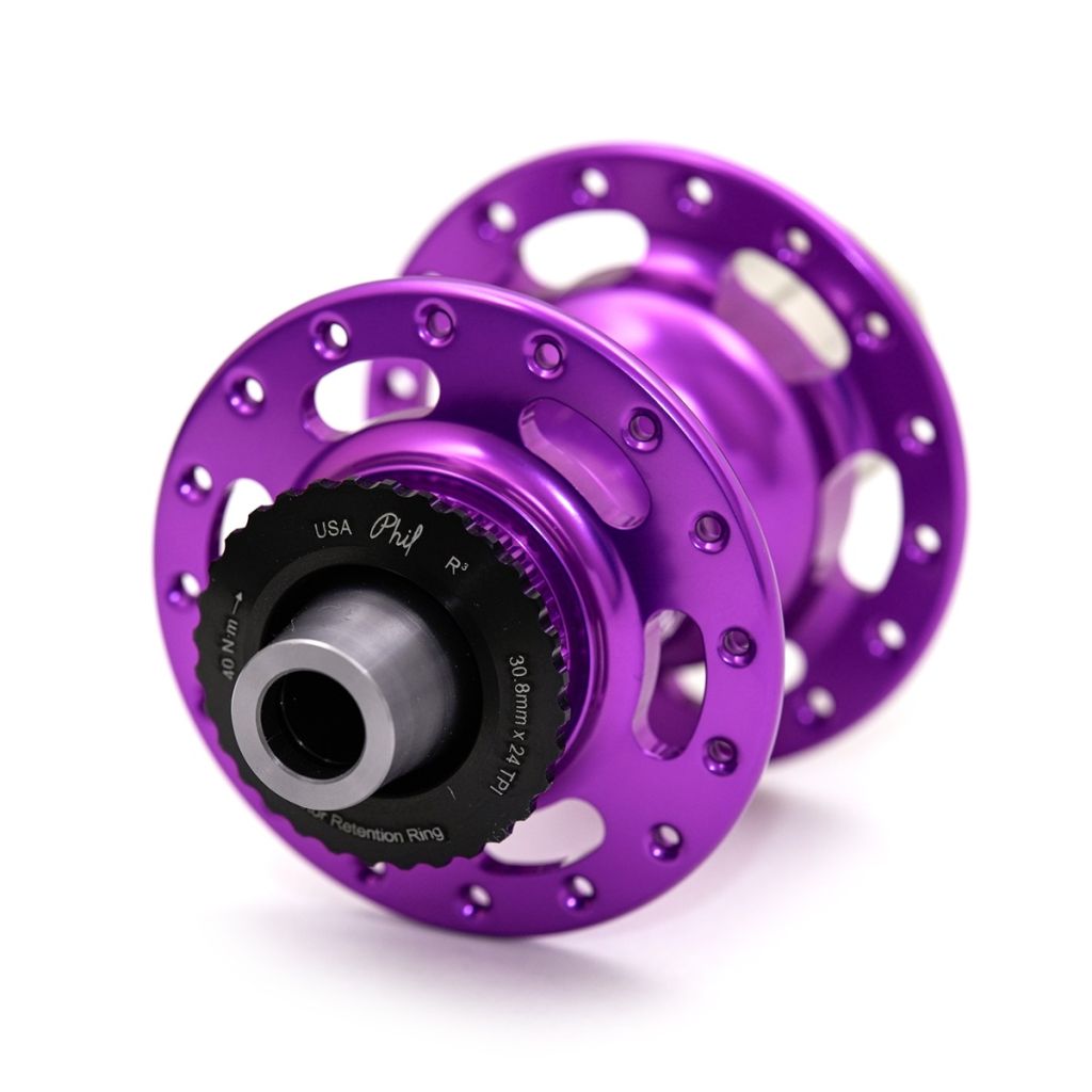 PHILWOOD* center lock disc hub rear (thru-axle/purple) - BLUE LUG 