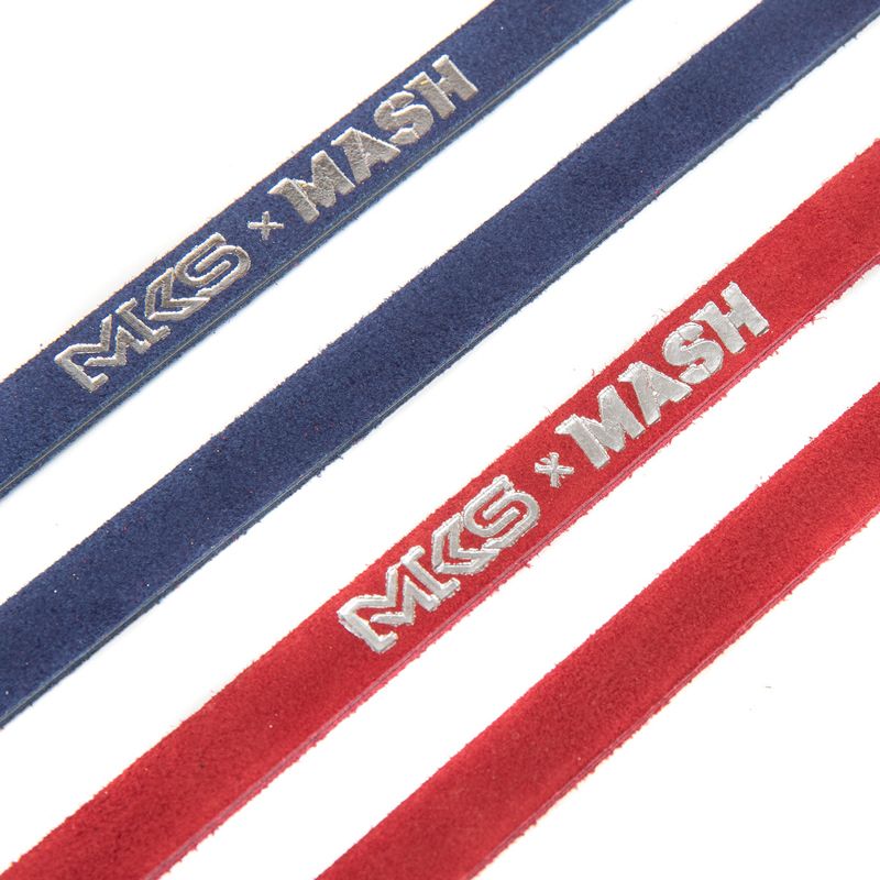 MASH* MKS × MASH leather double toe straps (red/blue) - BLUE LUG