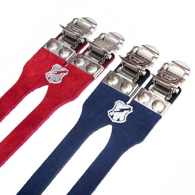 *MASH* MKS × MASH leather double toe straps (red/blue)