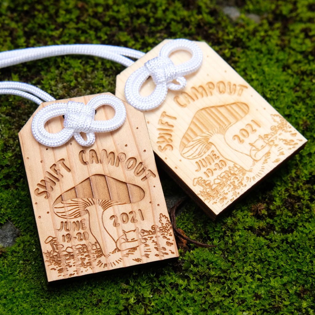*SWIFT INDUSTRIES* campout 2021 omamori (wood)