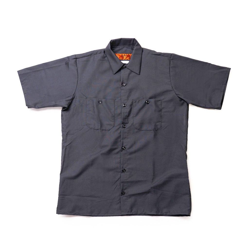 BLUE LUG* box cut mechanic short sleeve shirt (gray) - BLUE LUG ONLINE STORE