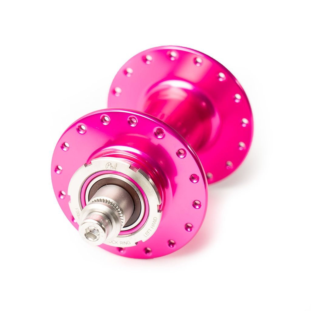 PHILWOOD* high flange track hub rear (pink/single cog) - BLUE LUG