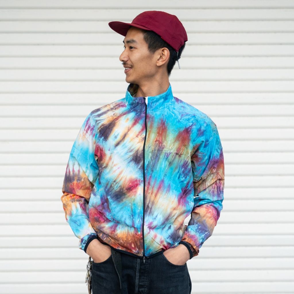 RINGTAIL×TEAM DREAM* breeze breaker jacket (tie dye) - BLUE LUG 