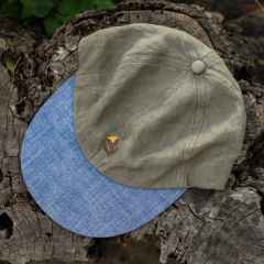 *RON'S BIKES* linen tulip cap (olive/chambray)
