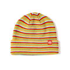 *BLUE LUG* reflector striped beanie (multi green/red)