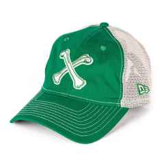 *BONESHAKER MTB* crossbones new era trucker hat (green)