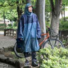 *FAIRWEATHER* packable rain poncho (navy/slate blue)