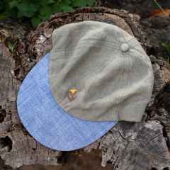 *RON'S BIKES* linen tulip cap (olive/chambray)