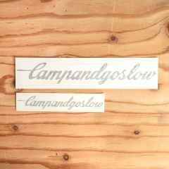 *CAMP AND GO SLOW* die cut sticker (olive green)