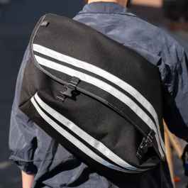 BLUE LUG* the messenger bag (custom/black/white reflector) - BLUE