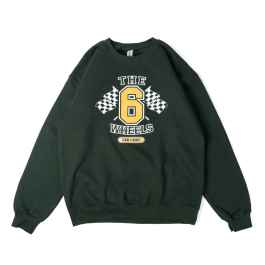 BLUE LUG* THE 6 WHEELS crewneck (green) - BLUE LUG ONLINE STORE