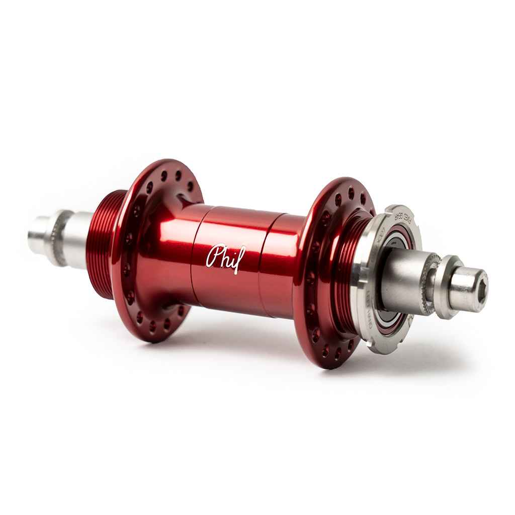 PHIL WOOD* low flange track hub rear (red/fix&free) - BLUE LUG