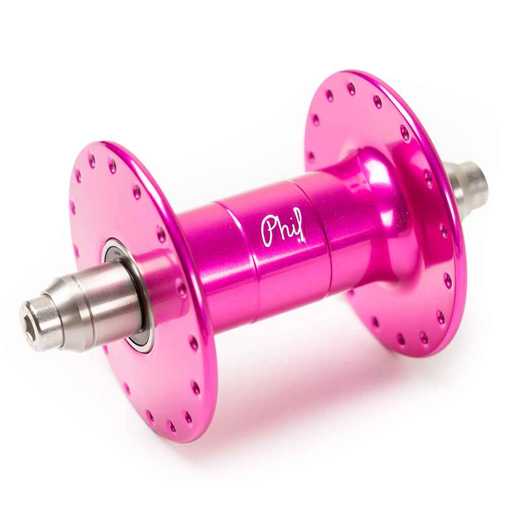 philwood トラックハブ 32h Red（Pink） PHIL WOOD* high flange track hub front (pink) - BLUE LUG ONLINE STORE