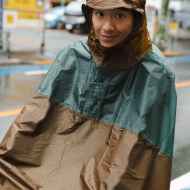 *FAIRWEATHER* packable rain poncho (cordura rip/green/coyote blue)