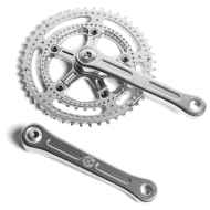 *VELO ORANGE* grand cru drillium 110 fluted double crankset (silver)