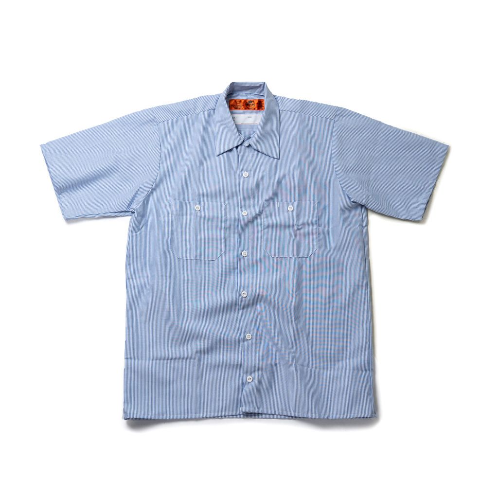 *BLUE LUG* box cut mechanic short sleeve shirt (hairline stripe)