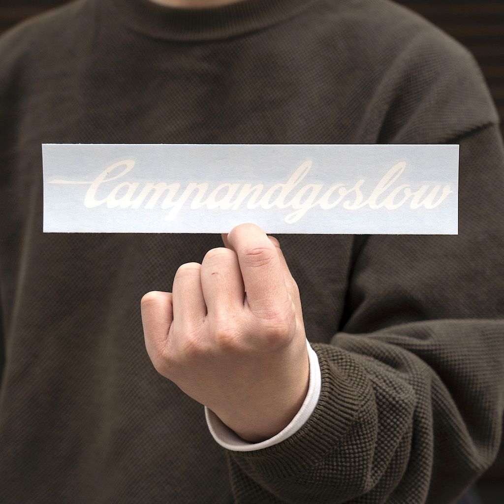 CAMP AND GO SLOW* die cut sticker 9inch (white) - BLUE LUG ONLINE STORE