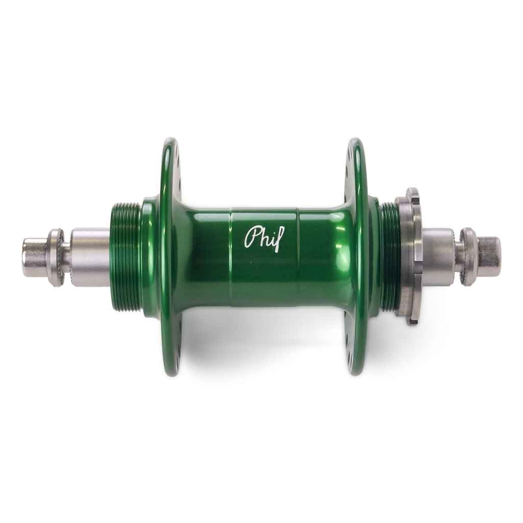 PHIL WOOD* high flange track hub rear (green/fix&free) - BLUE LUG