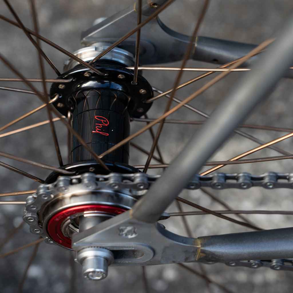 PHIL WOOD* low flange track hub rear (green/fix&free) - BLUE LUG