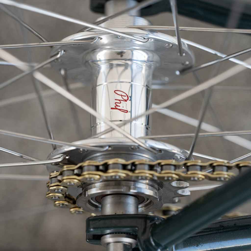 PHIL WOOD* high flange track hub rear (gunmetal/fix&free) - BLUE