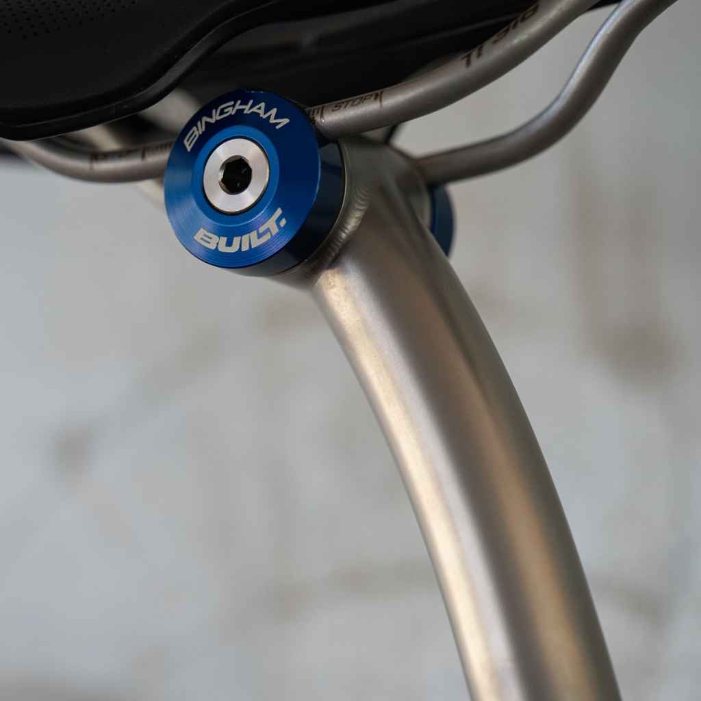 BINGHAM BUILT* titanium layback seatpost (blue) - BLUE LUG ONLINE
