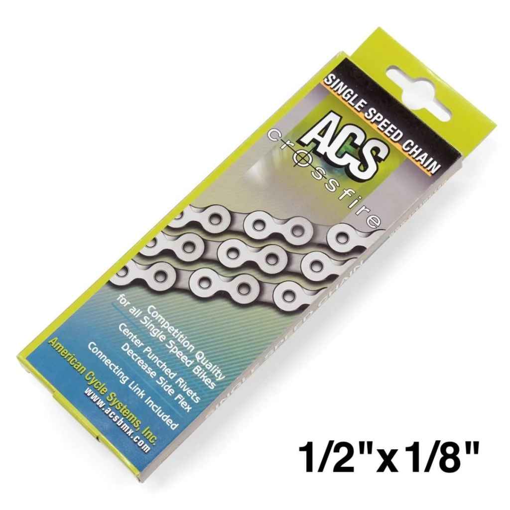 Catena ACS Crossfire Singola Velocità 1/2 X 1/8, 106 Maglie, Argento - Per Bici Fisse O BMX