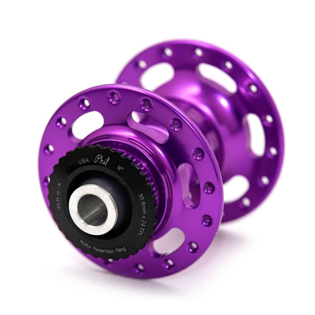 PHILWOOD* center lock disc hub front (thru-axle/purple) - BLUE LUG