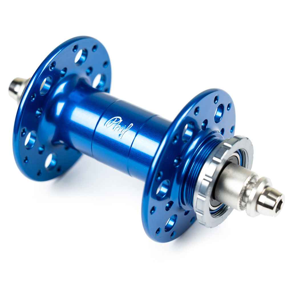 PHILWOOD* Pro high flange track hub rear (silver) - BLUE LUG