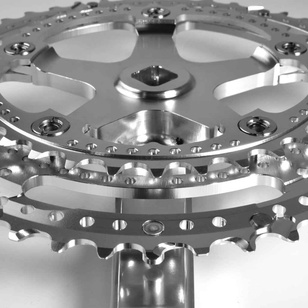 VELO ORANGE* grand cru drillium 110 fluted double crankset (silver