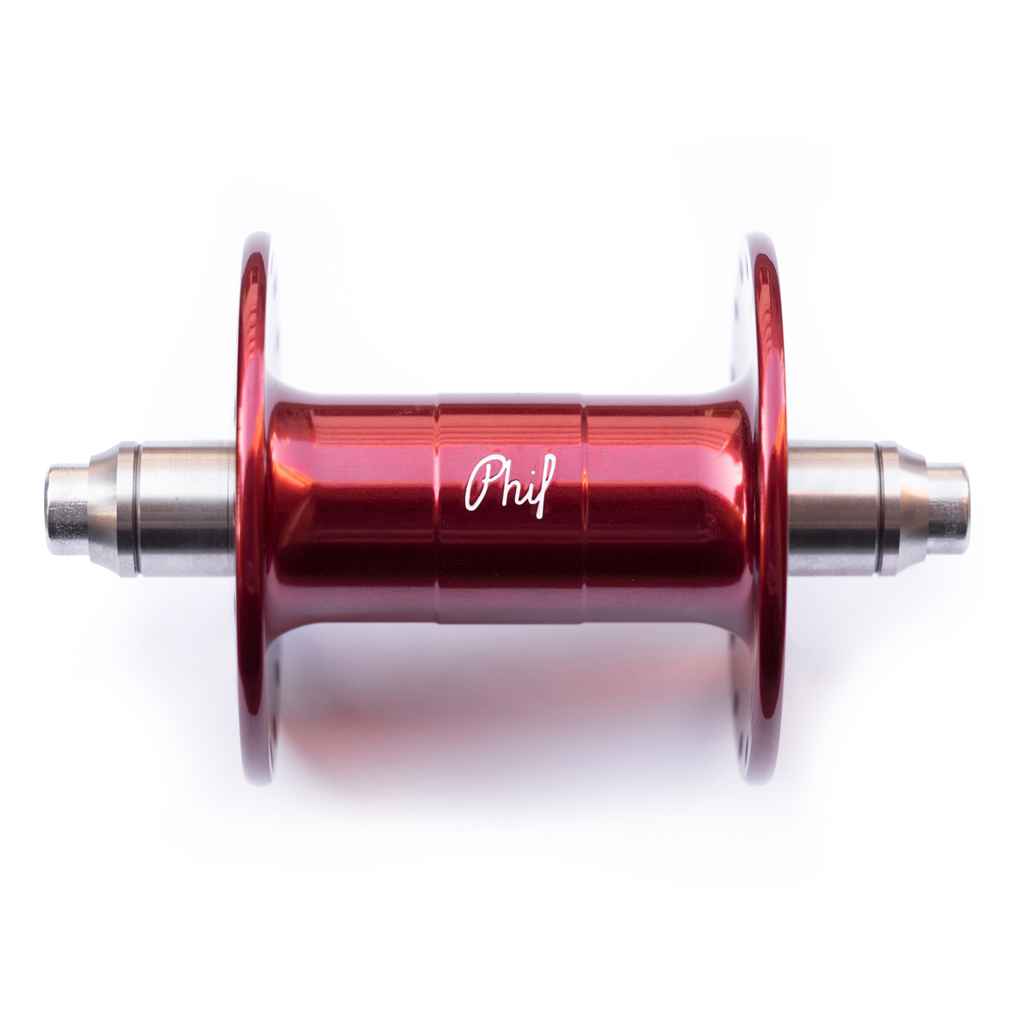 PHILWOOD* high flange track hub front (red) - BLUE LUG