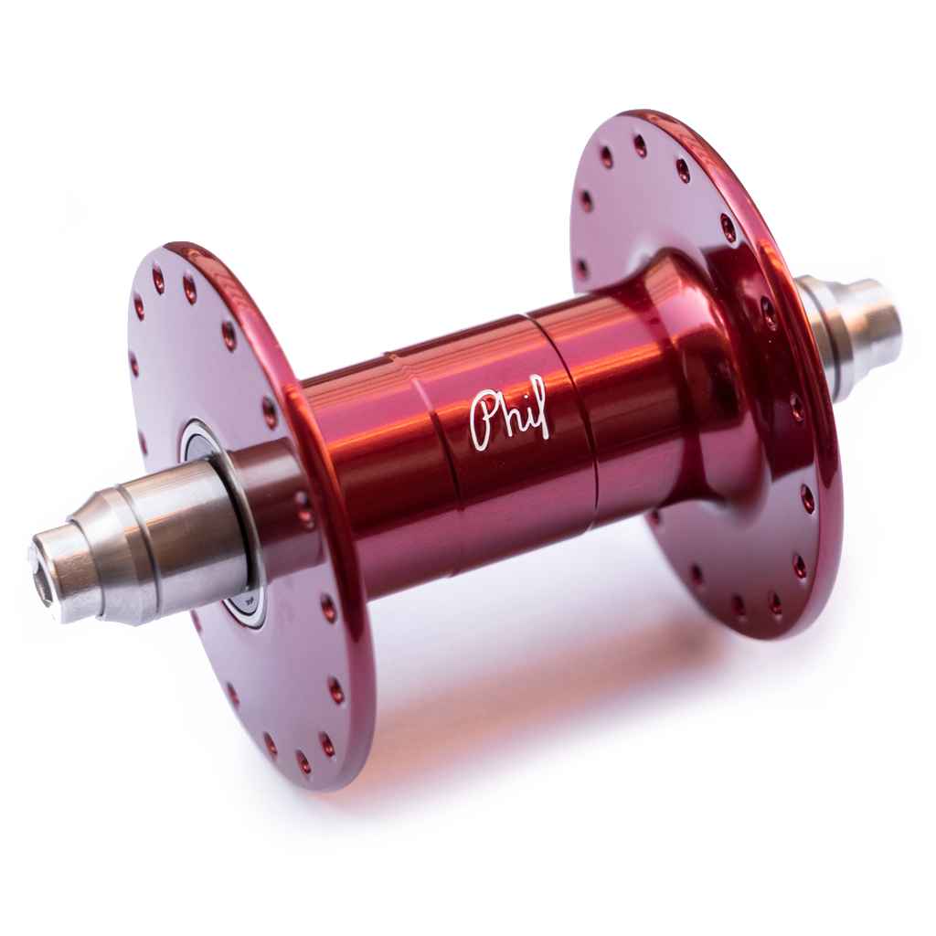 PHILWOOD* high flange track hub front (red) - BLUE LUG