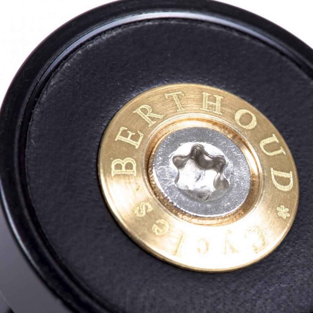 BERTHOUD* bar-end plug cnc alloy and leather (black/black) - BLUE