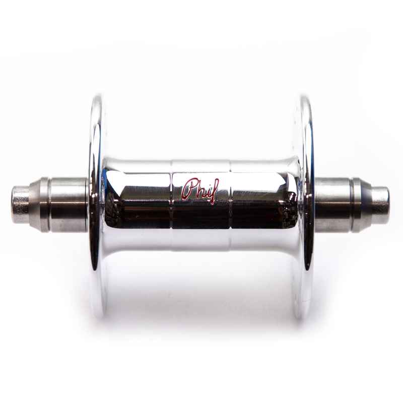 PHILWOOD* high flange track hub front (silver) - BLUE LUG