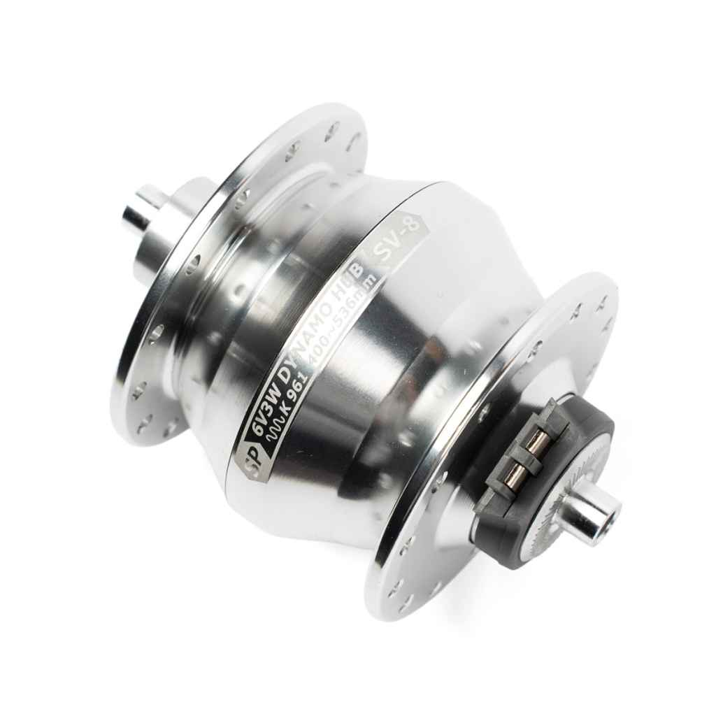 SHUTTER PRECISION* SV-8-FC dynamo hub for Brompton (silver/28H
