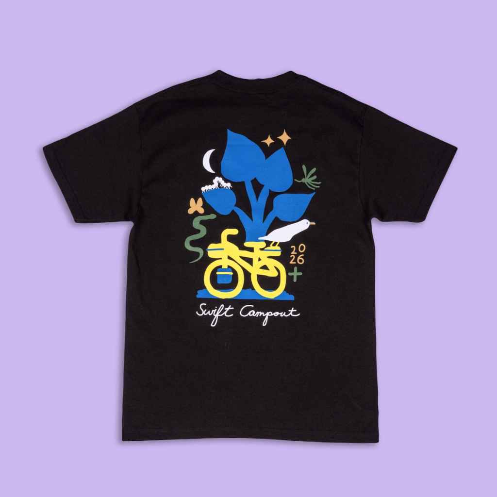 タグ付き新品Lサイズ　BLUE LUG スイフトブルー 長袖Tシャツ SWIFT INDUSTRIES* campout 2026 t-shirt (black) - BLUE LUG ONLINE STORE