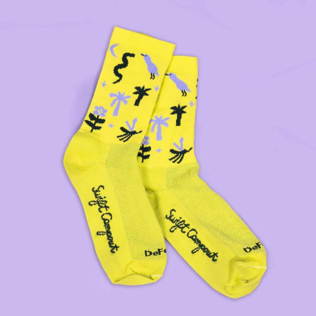 SWIFT INDUSTRIES* campout 2026 socks (lime yellow) - BLUE LUG