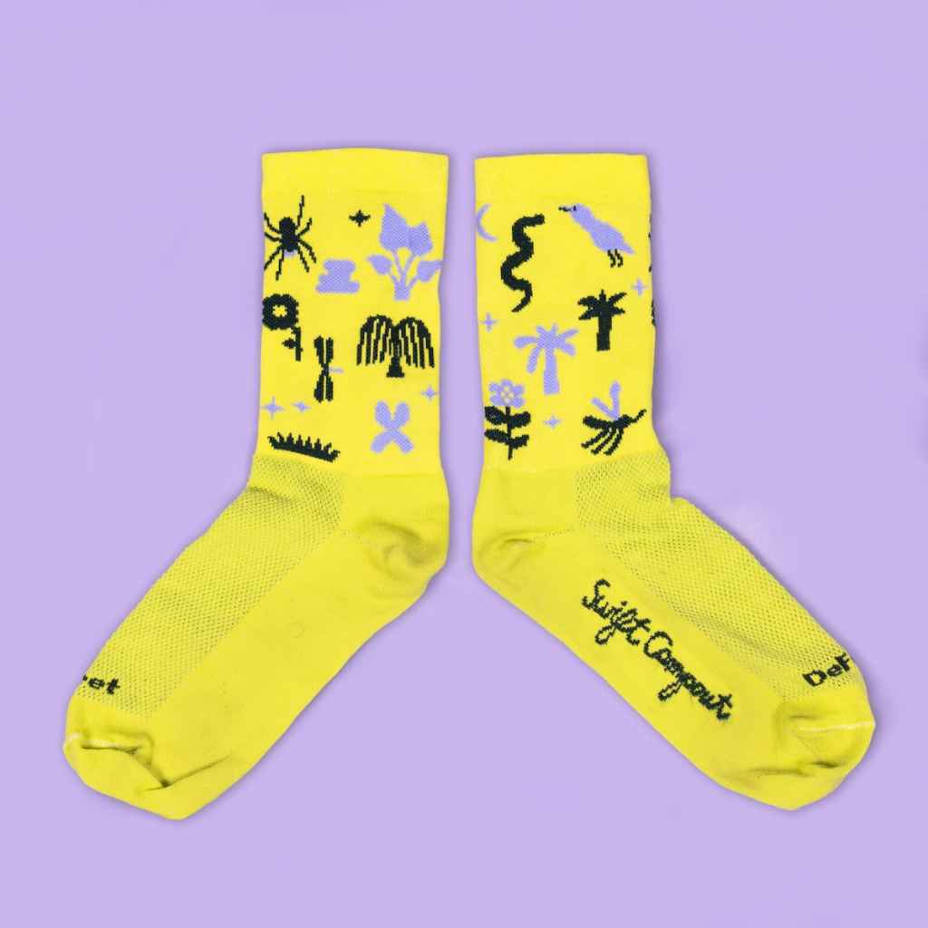 SWIFT INDUSTRIES* campout 2026 socks (lime yellow) - BLUE LUG