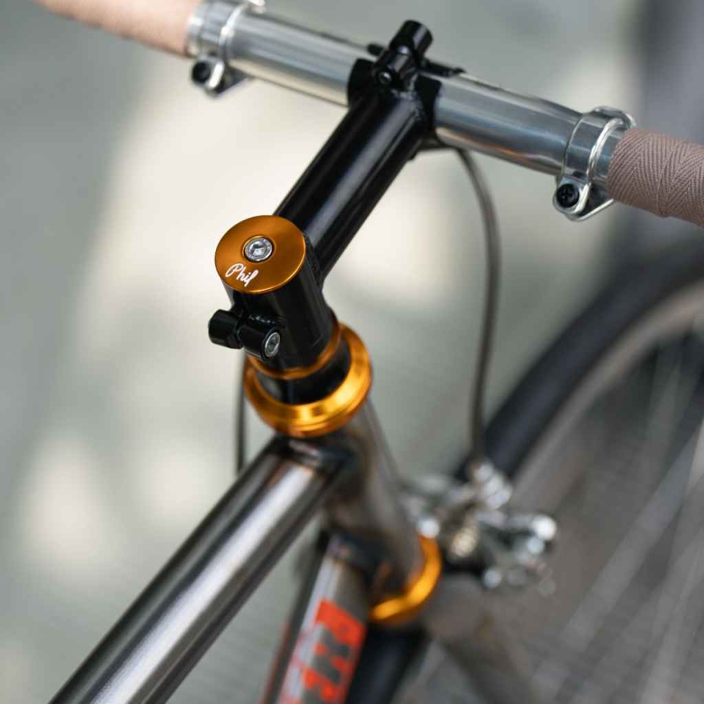 PHIL WOOD* 1-1/8 stem cap (LTD gold) - BLUE LUG ONLINE STORE