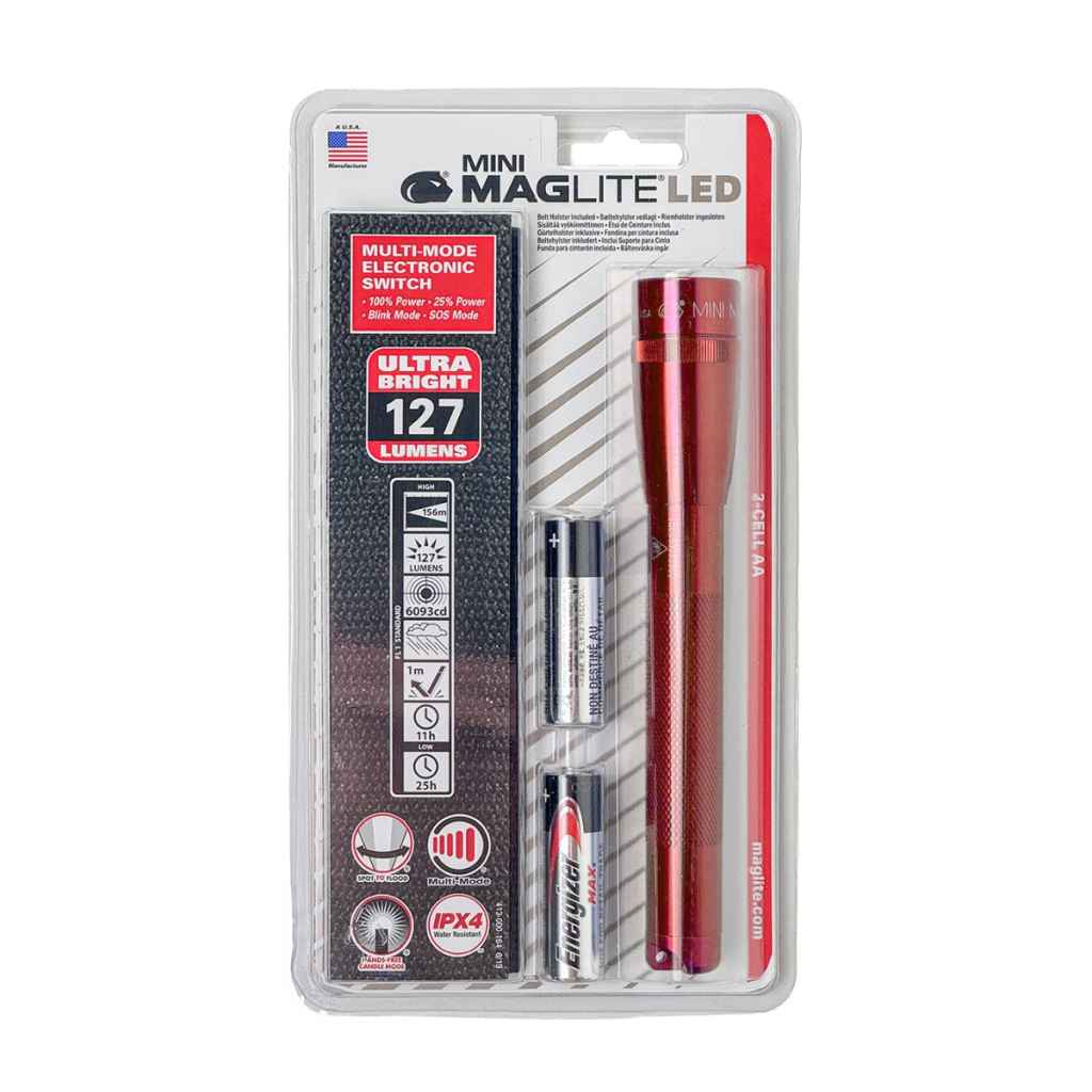 MAGLITE* mini maglite led 2aa flashlight (red) - BLUE LUG ONLINE STORE