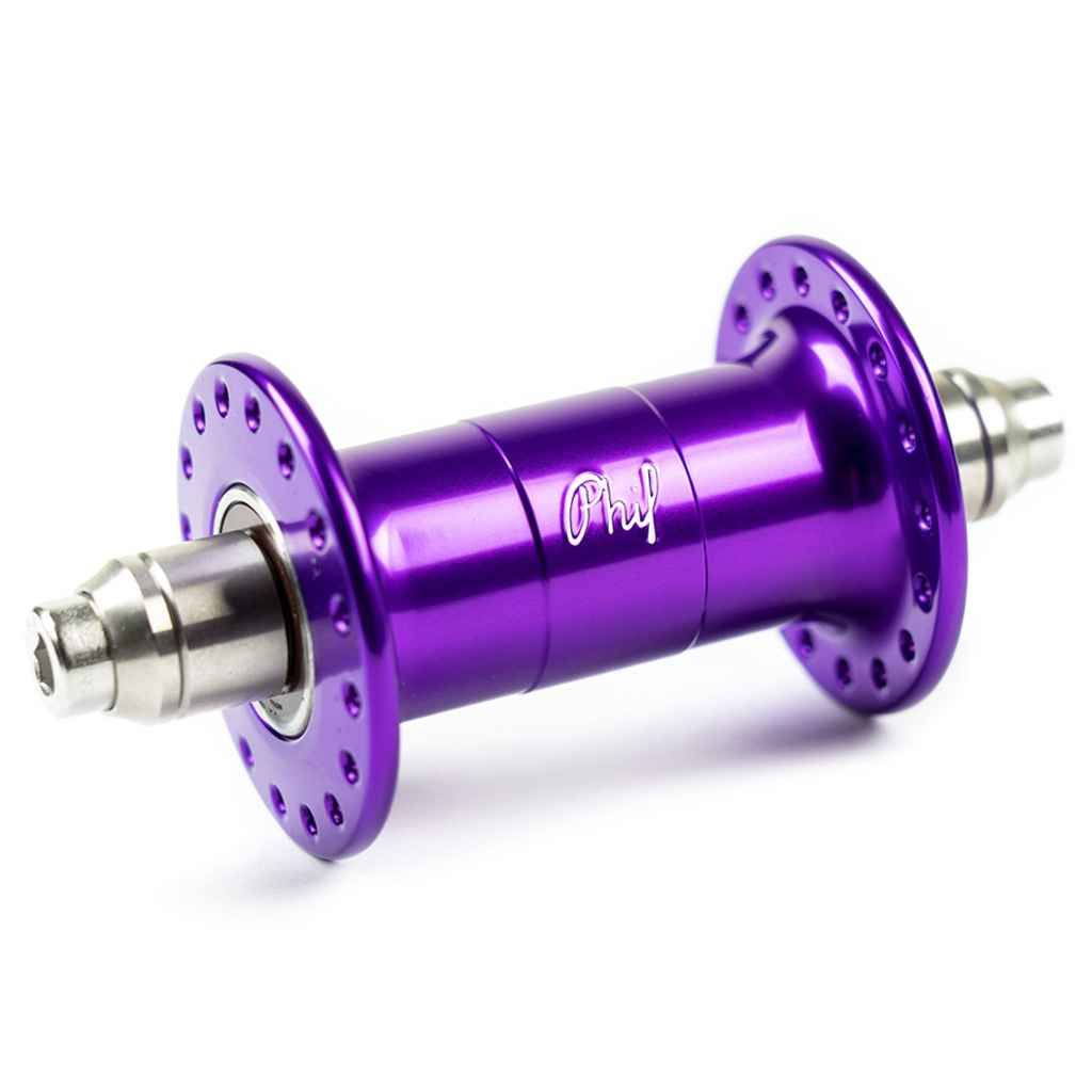 PHILWOOD* low flange track hub front (black) - BLUE LUG