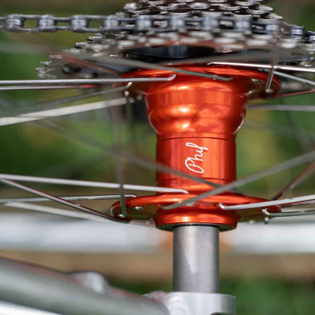PHILWOOD* 11-speed road hub set (LTD orange/32H) - BLUE LUG