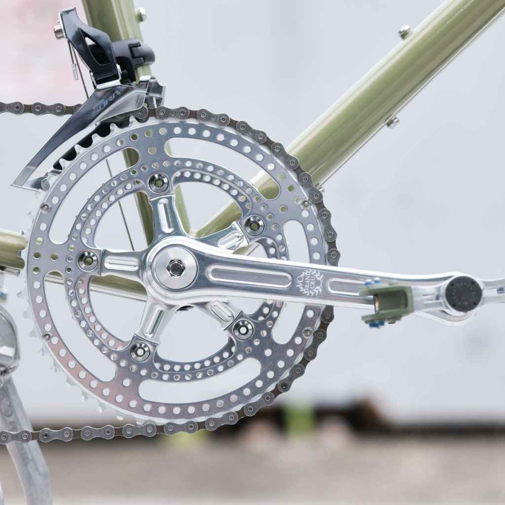 VELO ORANGE* grand cru drillium 110 fluted double crankset (silver