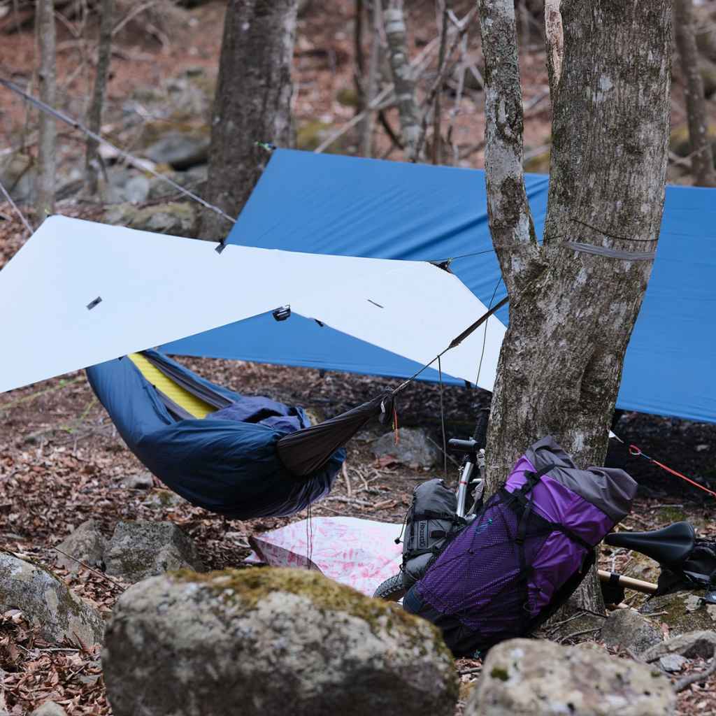 PB CAMPハンモック jindaiji ブルーラグ JINDAIJI MOUNTAIN WORKS* PB camp hammock & UL woopie tree strap