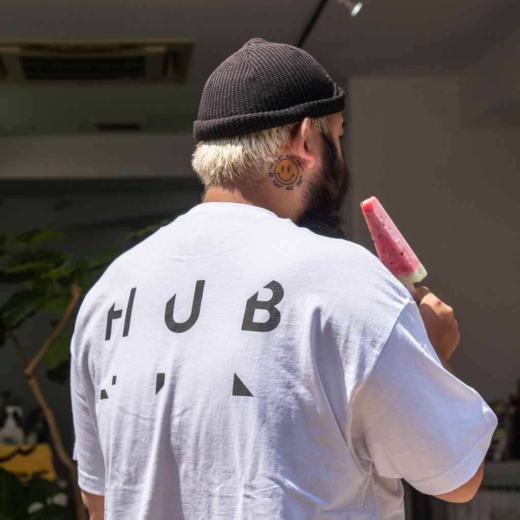 BLUE LUG* HUB logo t-shirt (white) - BLUE LUG ONLINE STORE