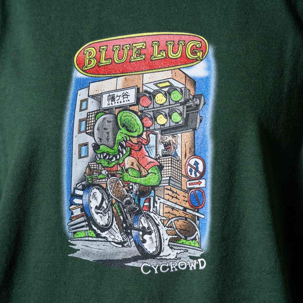 戌年の緑上者　ブルドッグ BLUELUG* ride fink t-shirt (forest green) - BLUE LUG ONLINE